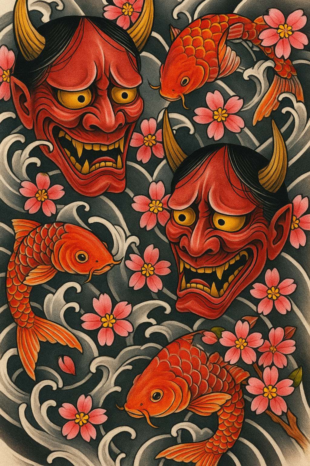 Hannya Mask with Other Elements