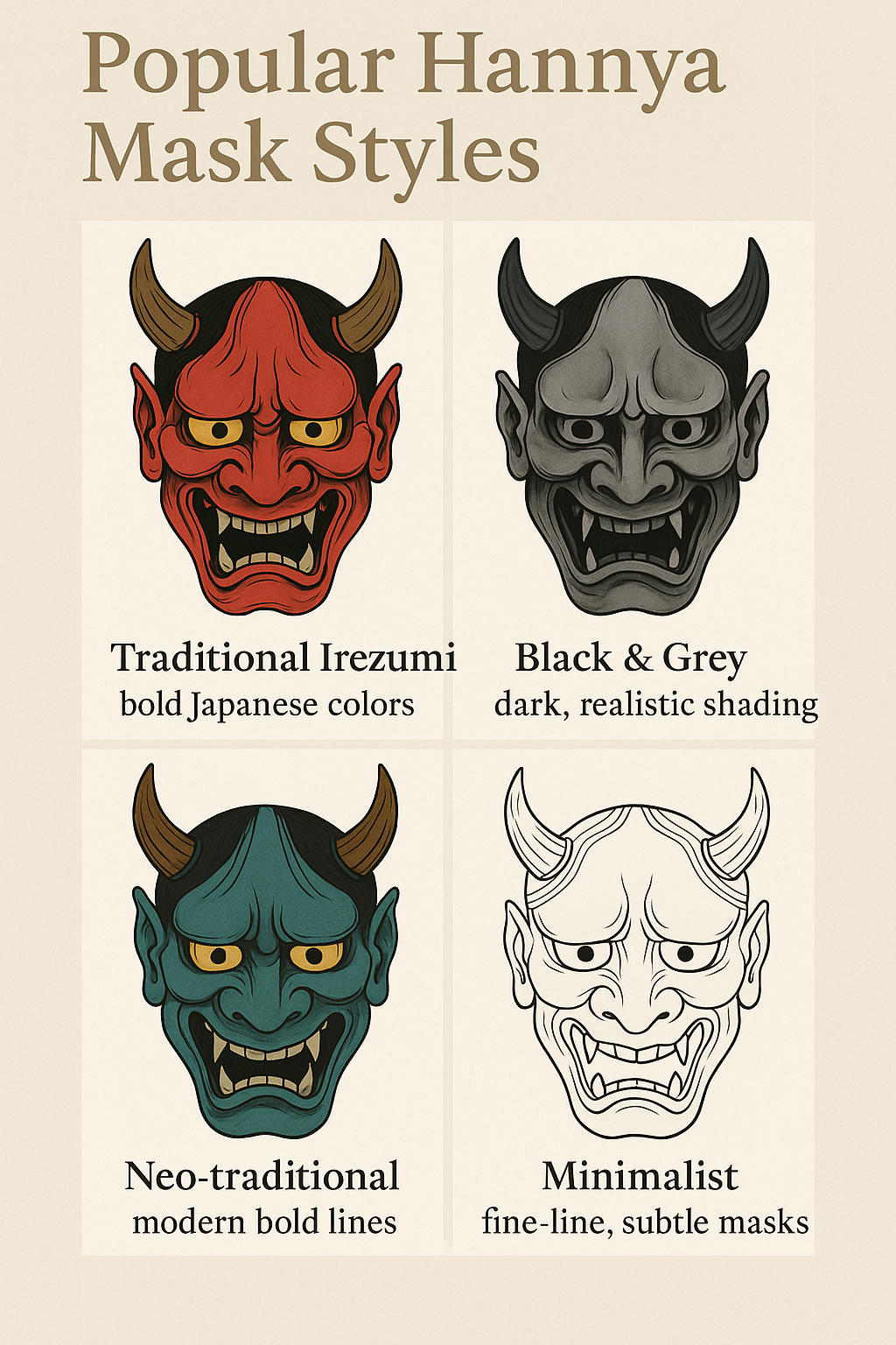 Popular Hannya Mask Styles